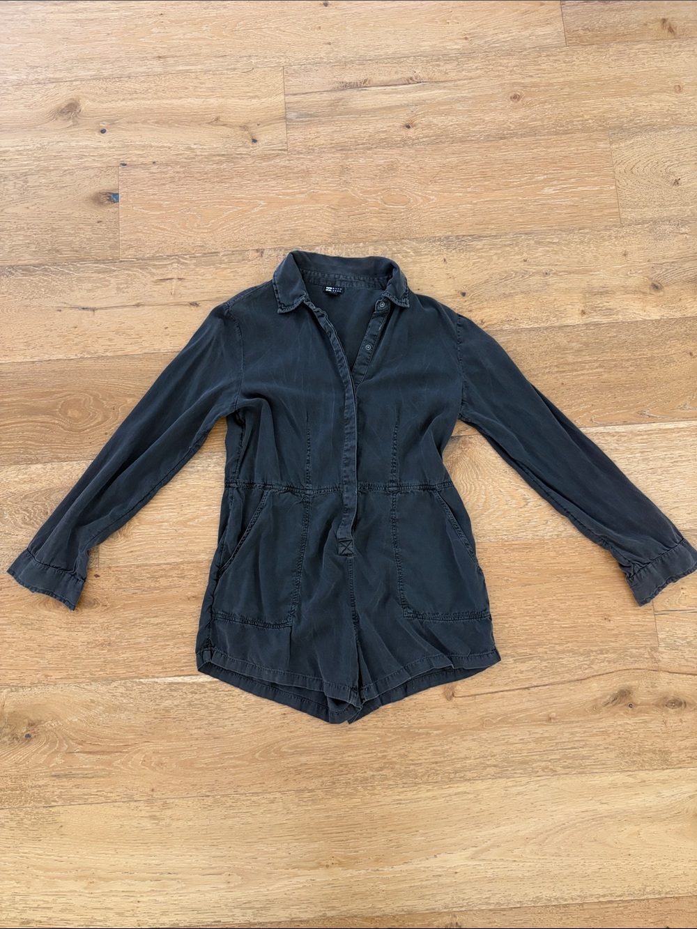 Billabong Black Long-Sleeve Utility Romper denim